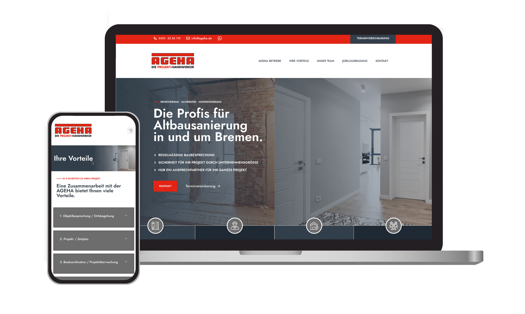 Website AGEHA - die Projekthandwerker, Bremen Website AGEHA - die Projekthandwerker, Bremen